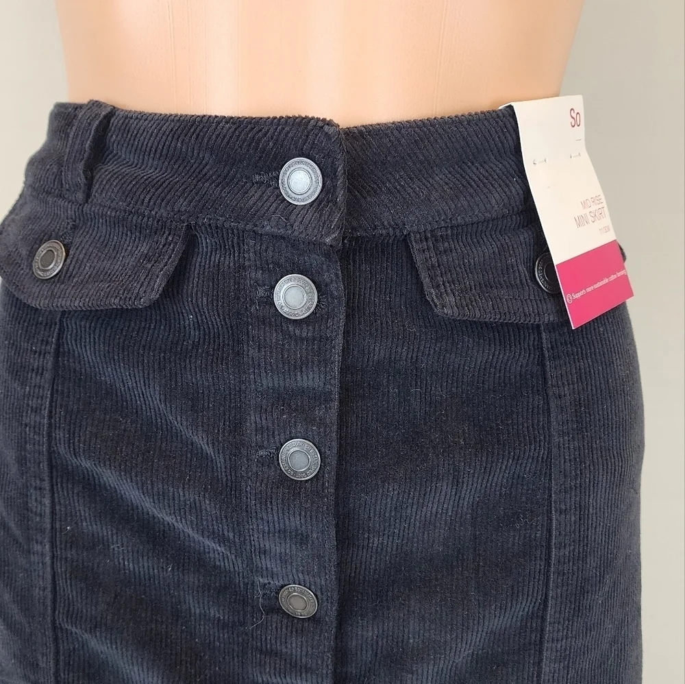 So Corduroy Botton Front  Mid Rise Mini Skirt